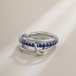 KissICON Luxury Cubic Zirconia Gold Plating Multilayer Connecting Rings for Women Fashion Mixed Color Stackable Finger Ring Party Jewelry