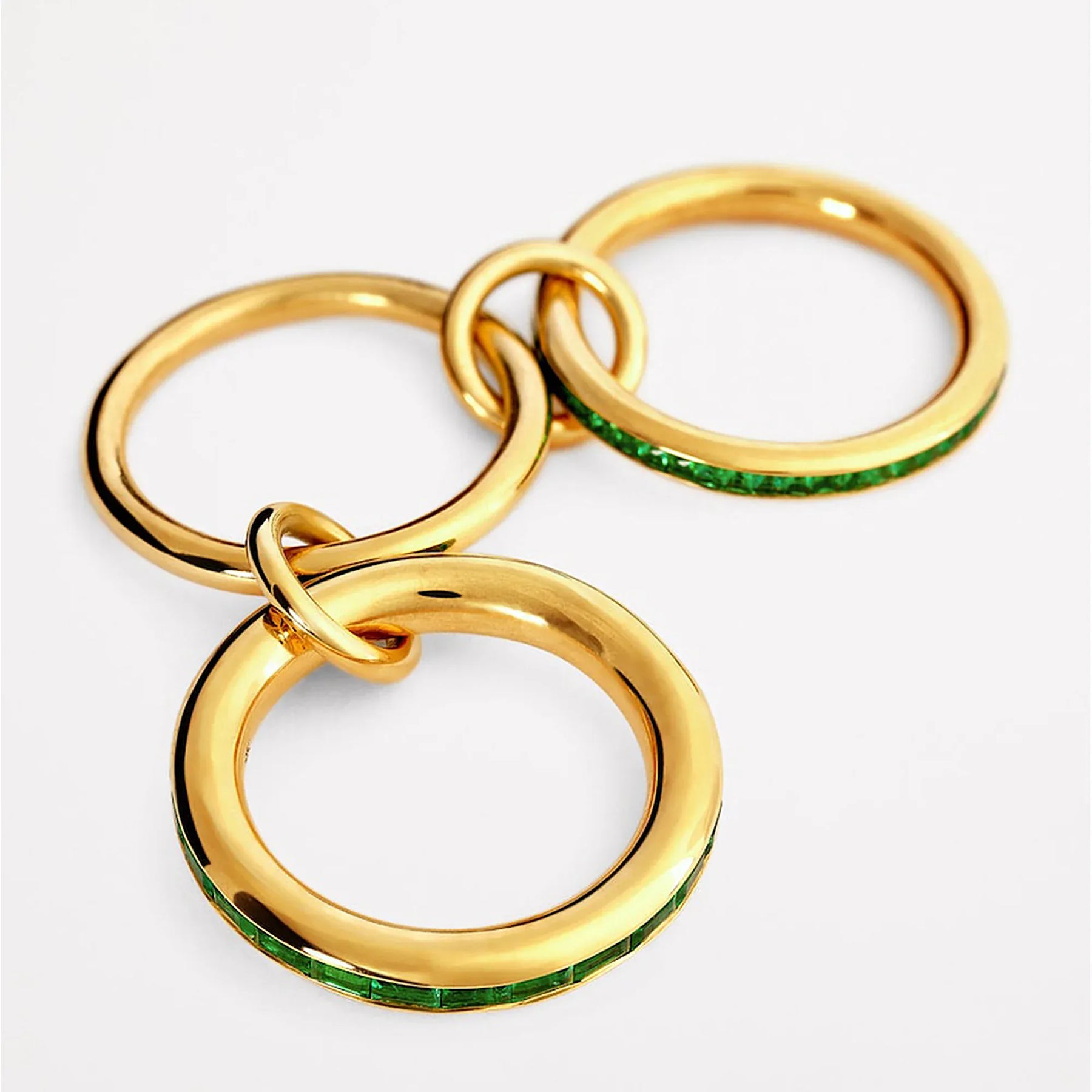 KissICON Luxury Cubic Zirconia Gold Plating Multilayer Connecting Rings for Women Fashion Mixed Color Stackable Finger Ring Party Jewelry