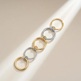 KissICON Luxury Cubic Zirconia Gold Plating Multilayer Connecting Rings for Women Fashion Mixed Color Stackable Finger Ring Party Jewelry