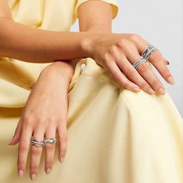 KissICON Luxury Cubic Zirconia Gold Plating Multilayer Connecting Rings for Women Fashion Mixed Color Stackable Finger Ring Party Jewelry