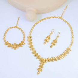 KissICON Luxury Dubai Wedding Jewelry Set 21k Gold Plated Arab Bridal Gold Necklace Bracelet Earrings Brazilian Women Vintage Jewelrys