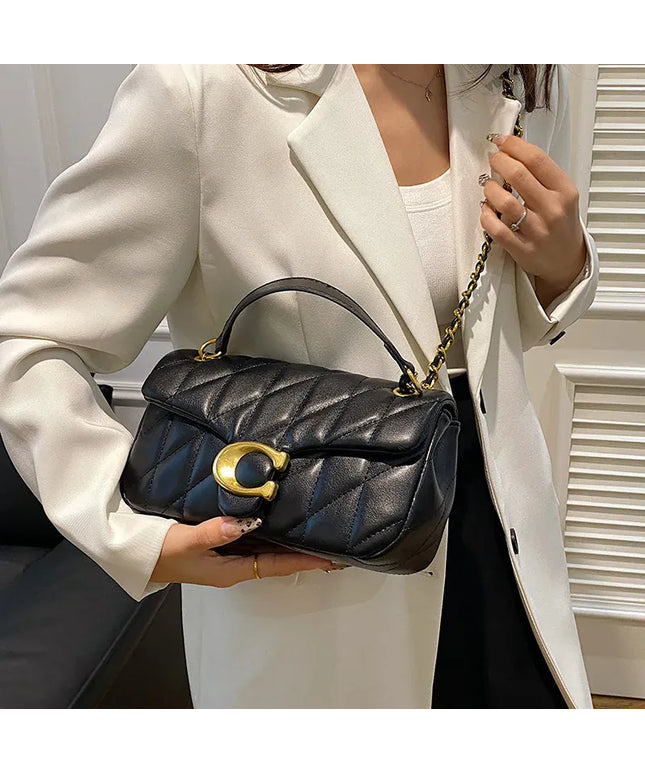 Dropshipman Luxury Fashion Women's Chain Handbag PU Leather Girls Shoulder Messenger Bag Brand lightweight Commuting Bag Tassel Square Bag