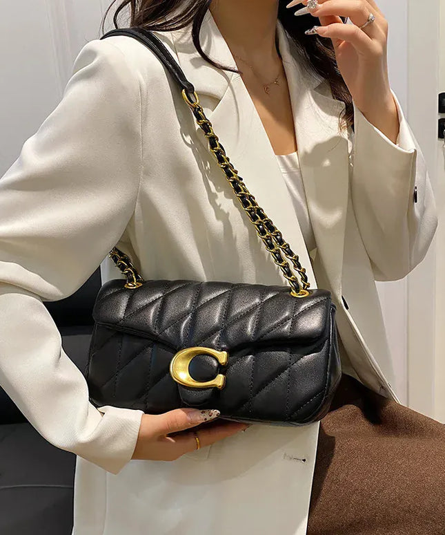 Dropshipman Luxury Fashion Women's Chain Handbag PU Leather Girls Shoulder Messenger Bag Brand lightweight Commuting Bag Tassel Square Bag