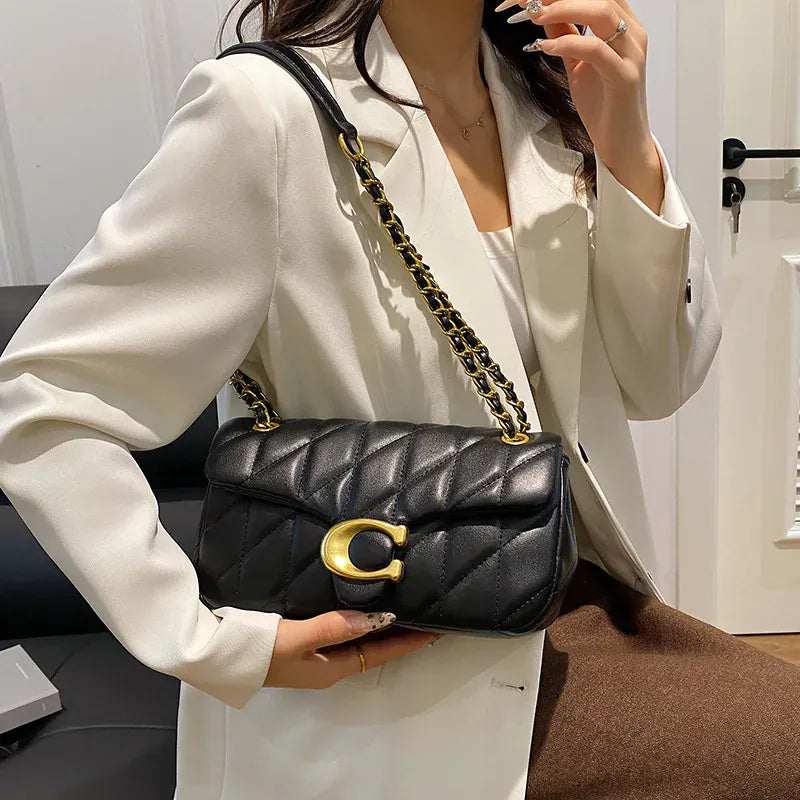 Dropshipman Luxury Fashion Women's Chain Handbag PU Leather Girls Shoulder Messenger Bag Brand lightweight Commuting Bag Tassel Square Bag