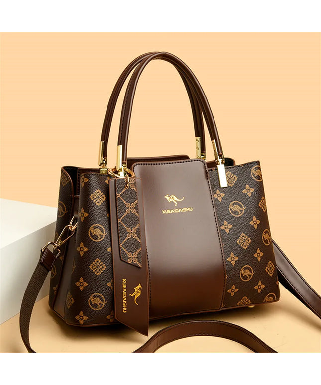 Dropshipman Luxury Handbag Fashion Print Large Capacity Soft Leather Women Shoulder Crossbody Bag Leisure Designer Ladies Purses and Handbag