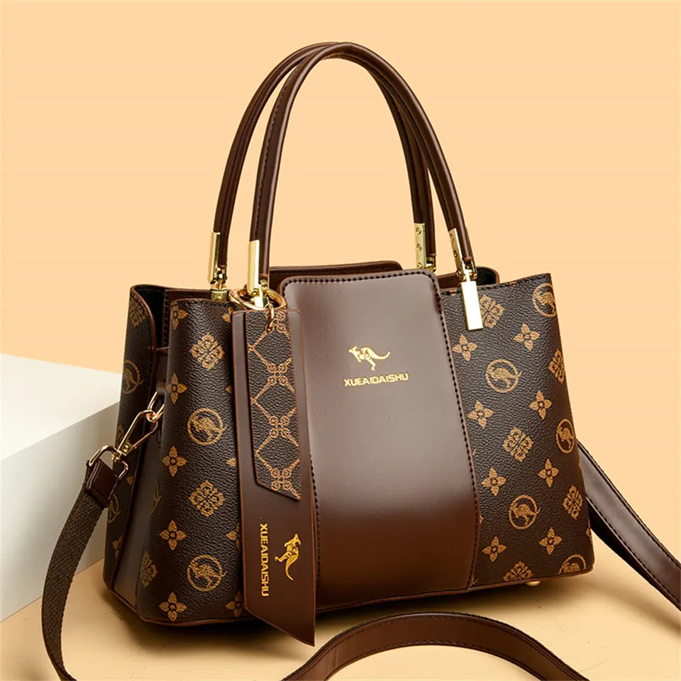 Dropshipman Luxury Handbag Fashion Print Large Capacity Soft Leather Women Shoulder Crossbody Bag Leisure Designer Ladies Purses and Handbag