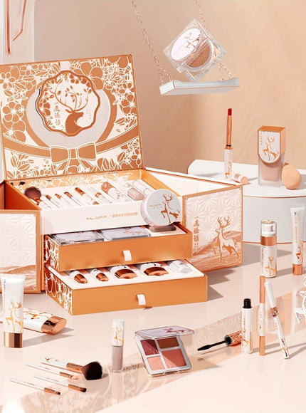 KissICON Luxury Makeup & Skincare Set with Tools KissIcon Rose Gold Makeup Gift Set - For