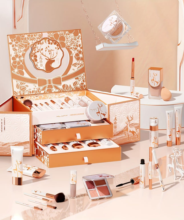 KissICON Luxury Makeup & Skincare Set with Tools KissIcon Rose Gold Makeup Gift Set - For