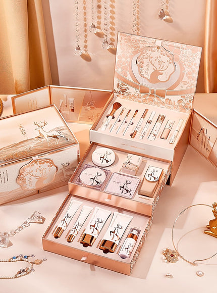 KissICON Luxury Makeup & Skincare Set with Tools KissIcon Rose Gold Makeup Gift Set - For