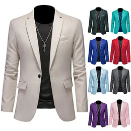 KissICON Luxury Mens Blazer Solid Color Casual Business Wedding