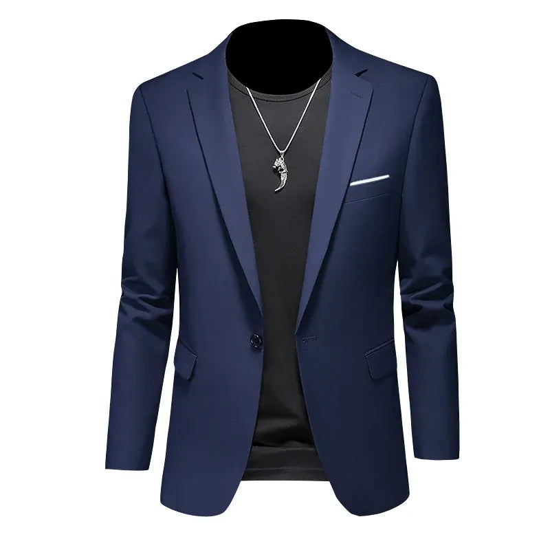 KissICON Luxury Mens Blazer Solid Color Casual Business Wedding