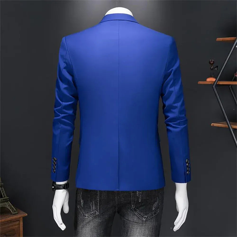 KissICON Luxury Mens Blazer Solid Color Casual Business Wedding
