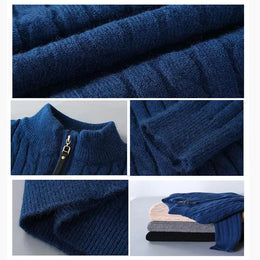KissICON Luxury Mens Cashmere Blend Zipper High Collar Sweater
