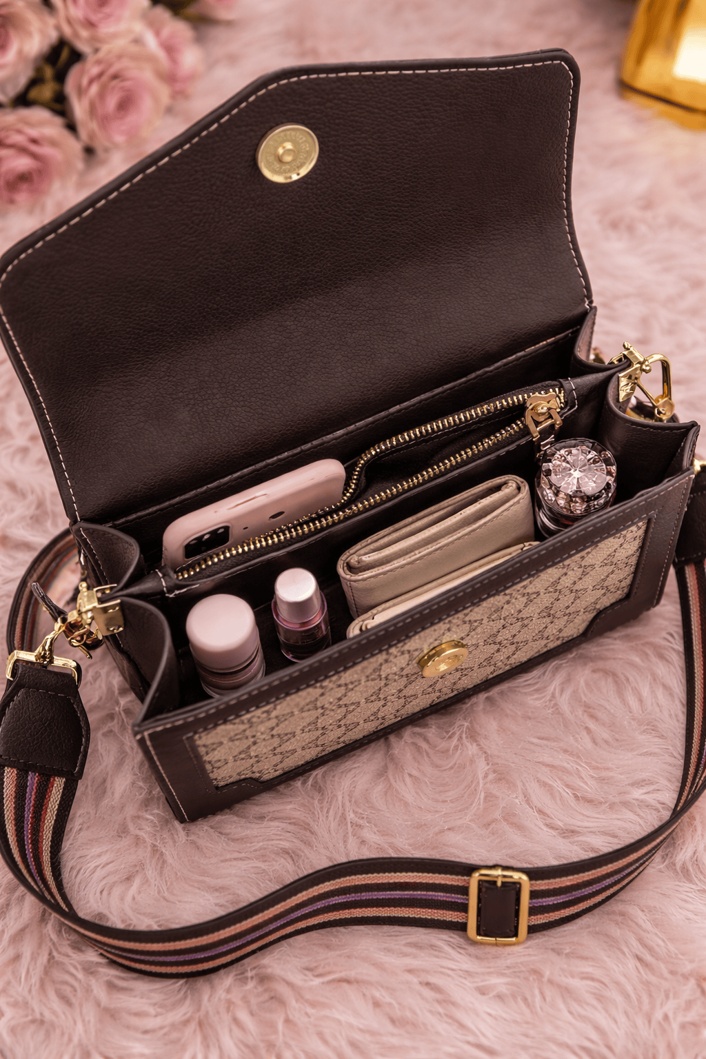 KissICON Bag Luxury Monogram Crossbody Bag – Adjustable Strap