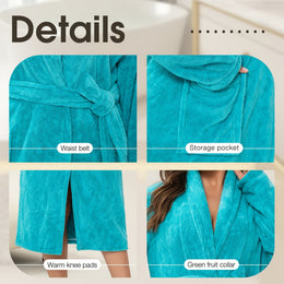 jkthpu-45 Luxury Plus Size Coral Fleece Shawl Collar Bathrobe for Home  Travel
