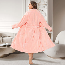 jkthpu-45 Luxury Plus Size Coral Fleece Shawl Collar Bathrobe for Home  Travel