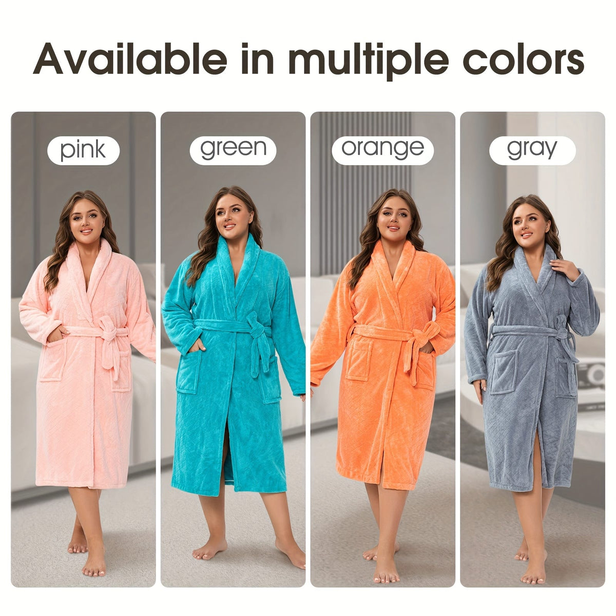jkthpu-45 Luxury Plus Size Coral Fleece Shawl Collar Bathrobe for Home  Travel