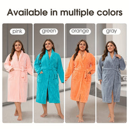 jkthpu-45 Luxury Plus Size Coral Fleece Shawl Collar Bathrobe for Home  Travel
