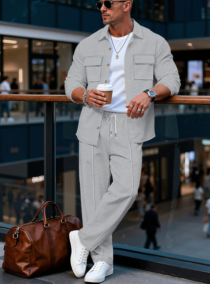KissICON Luxury Retro Mens 2pc Lapel Jacket  Pants Set