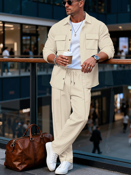 KissICON Luxury Retro Mens 2pc Lapel Jacket  Pants Set