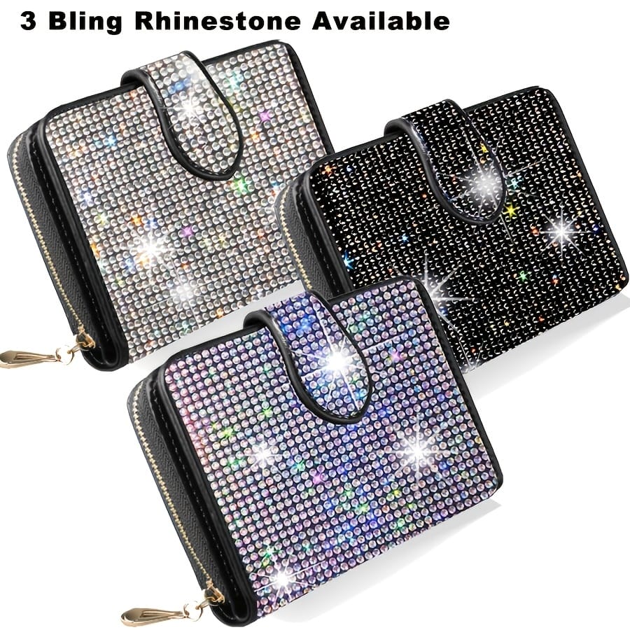 KissICON Luxury Rhinestone Mini Wallet Elegant Party Purse Gift Ready