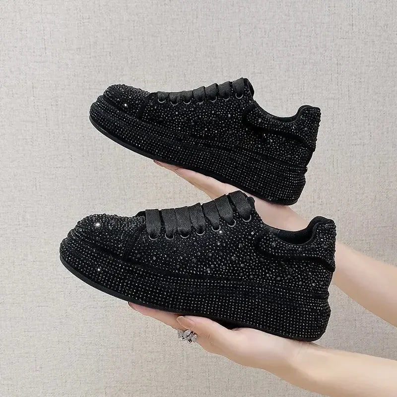 KissICON Footwear Luxury Rhinestone Platform Fashion Sneakers for Women