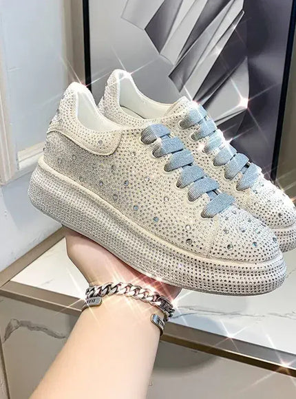 KissICON Footwear Luxury Rhinestone Platform Fashion Sneakers for Women