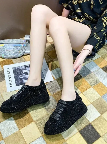 KissICON Footwear Luxury Rhinestone Platform Fashion Sneakers for Women