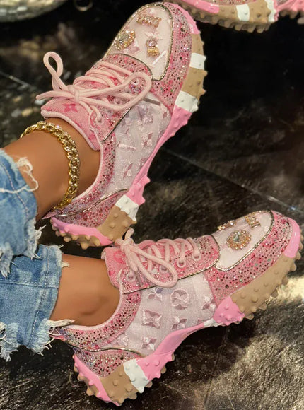 KissICON Footwear Luxury Rhinestone Platform Sneakers for Women