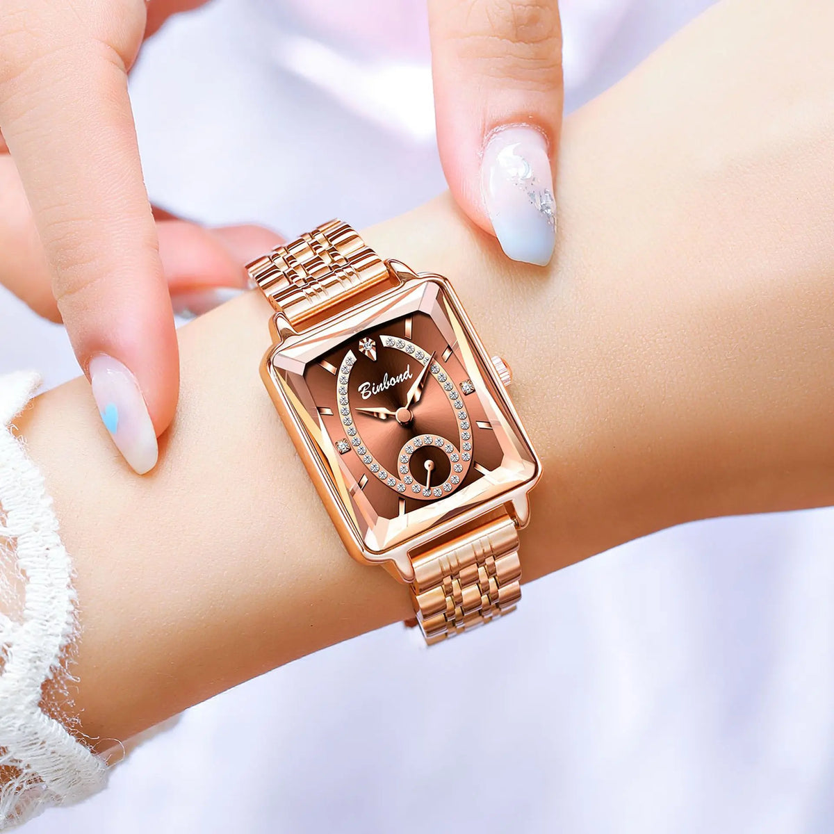 KissICON Luxury Women Square Steel Quartz Wristwatch - Waterproof