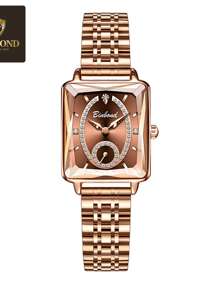 KissICON Luxury Women Square Steel Quartz Wristwatch - Waterproof