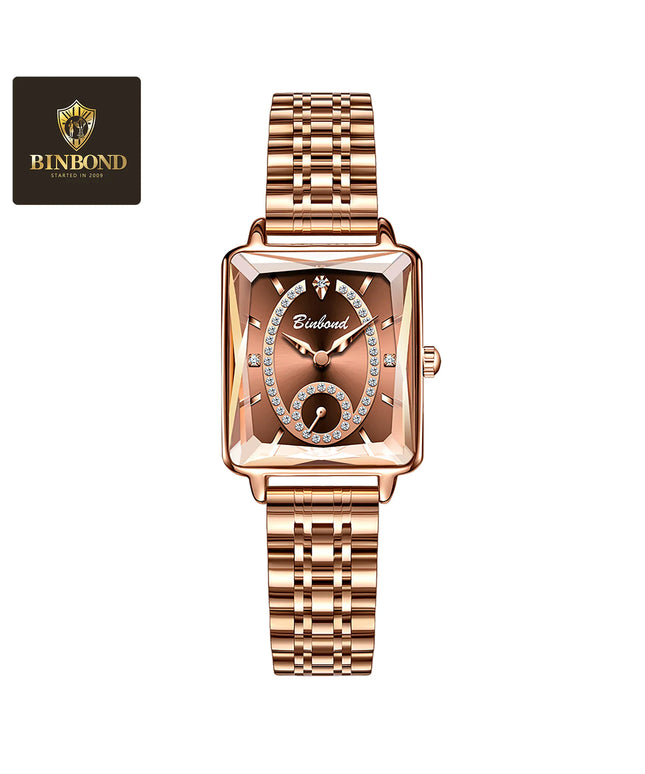 KissICON Luxury Women Square Steel Quartz Wristwatch - Waterproof
