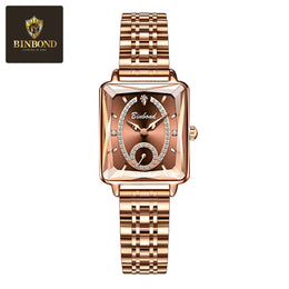 KissICON Luxury Women Square Steel Quartz Wristwatch - Waterproof