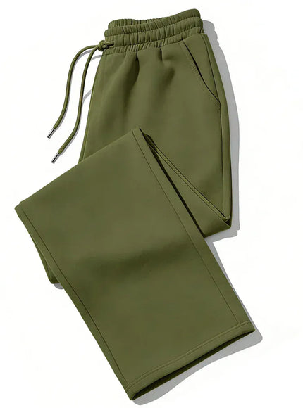 KissICON M / army green Mens Sweatpants Straight Fit Joggers for Sports and Streetwear Loose Oversized Casual Pant Drawstring Multi-pocket Men Long Pant