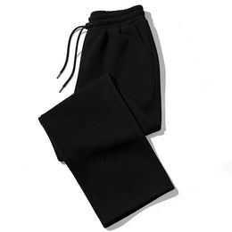 KissICON M / black Mens Sweatpants Straight Fit Joggers for Sports and Streetwear Loose Oversized Casual Pant Drawstring Multi-pocket Men Long Pant