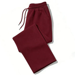 KissICON M / Burgundy Mens Sweatpants Straight Fit Joggers for Sports and Streetwear Loose Oversized Casual Pant Drawstring Multi-pocket Men Long Pant