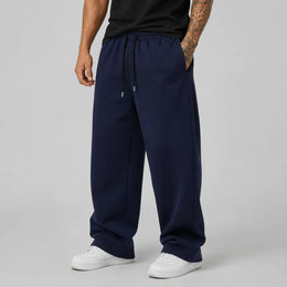 KissICON M / dark blue Men's Casual Sweatpants 6 Colors Summer Straight Leg Sports Pants Drawstring Elastic Waist Comfortable Gym Joggers with Pockets