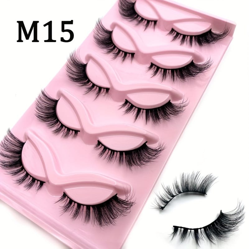 KissICON M15-5Pair KissIcon Wispy Faux Mink Eyelashes - Dramatic Cat