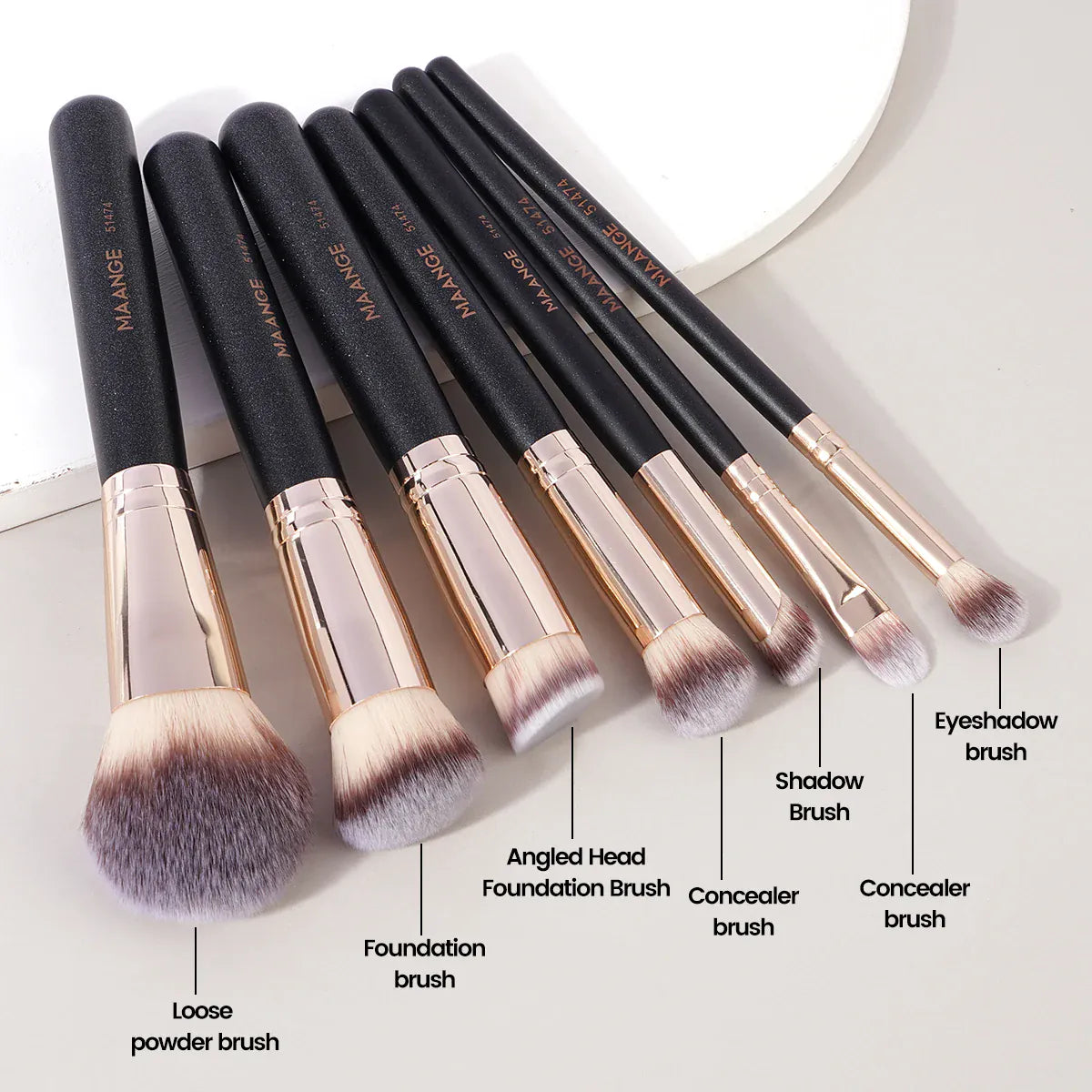 KissICON Maange Seven Piece Makeup Brush Set Bristles -