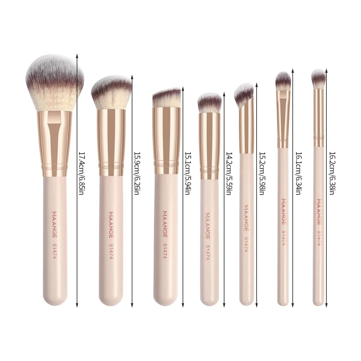 KissICON Maange Seven Piece Makeup Brush Set Bristles -
