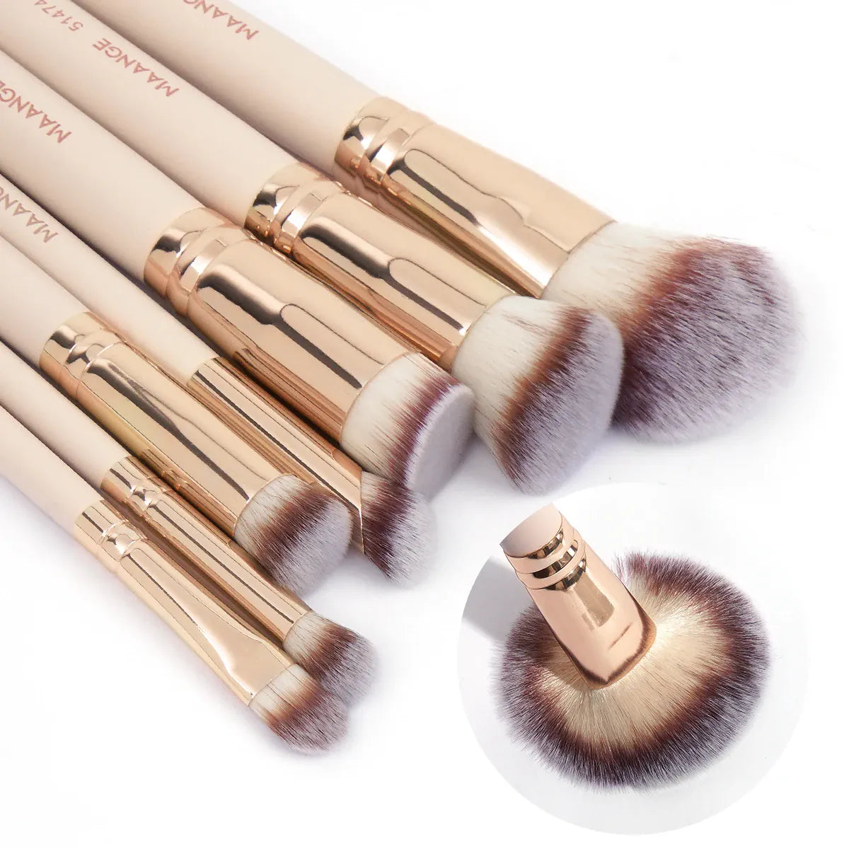 KissICON Maange Seven Piece Makeup Brush Set Bristles -
