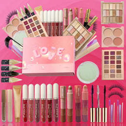 KissICON Makeup Gift Set Cosplay Makeup Kit 30piece Pink Eyeshadow Face Set