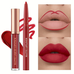KissICON 💋 Matte Lipstick And Lip Liner Set -