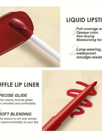 KissICON 💋 Matte Lipstick And Lip Liner Set -