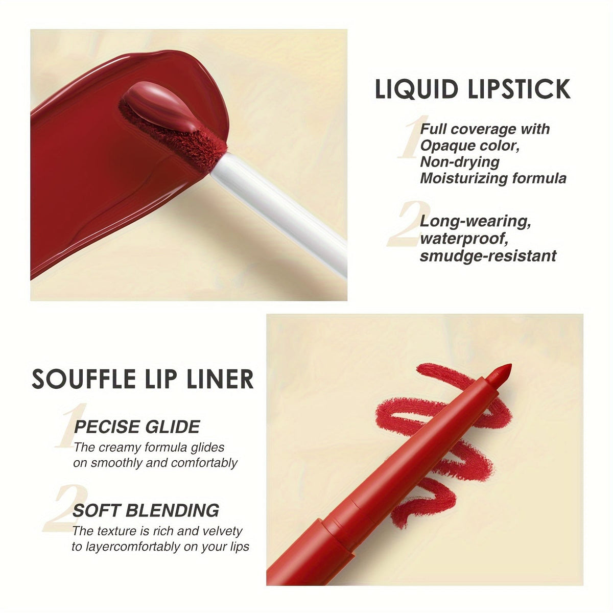 KissICON 💋 Matte Lipstick And Lip Liner Set -