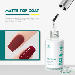 KissICON Matte Top Coat Nailpop 10ml Rubber Base Gel Top Coat Soak