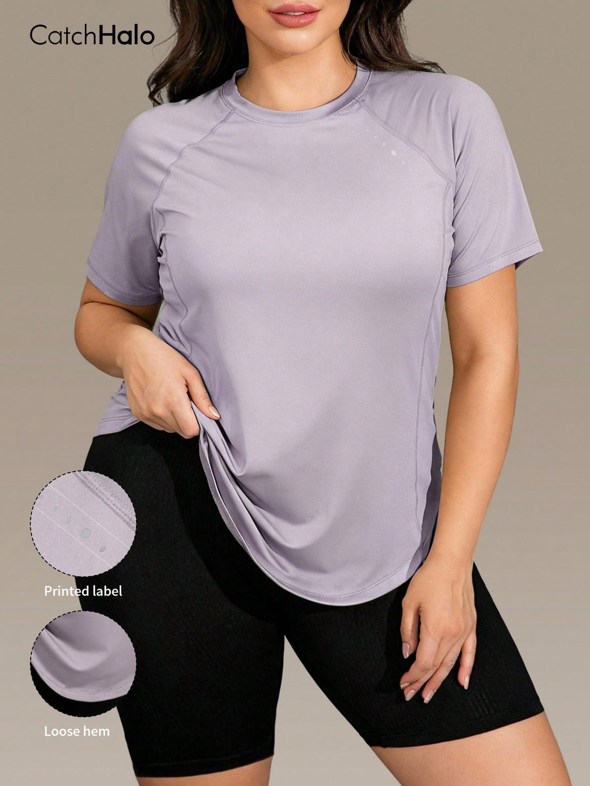 CatchHalo Mauve Purple / S-XL T-Shirt With Asymmetric Hem,