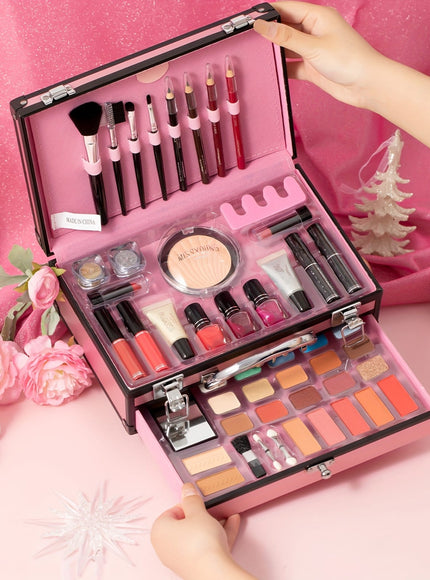 KissICON MC1104 Pink 23pc Travel Makeup Set – Train
