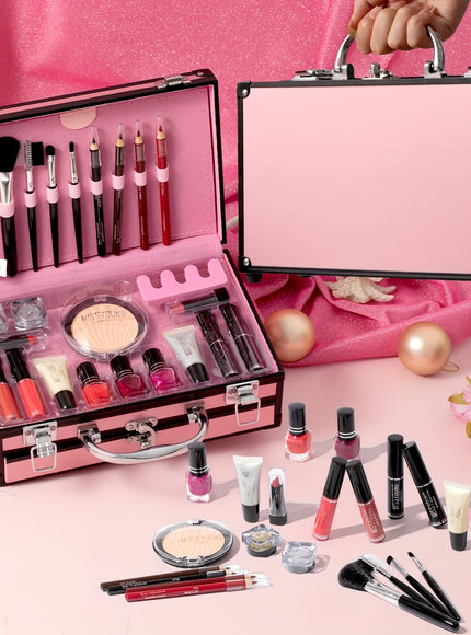 KissICON MC1104 Pink 23pc Travel Makeup Set – Train