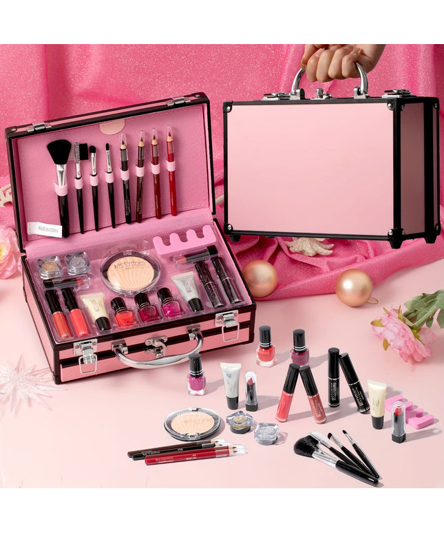 KissICON MC1104 Pink 23pc Travel Makeup Set – Train